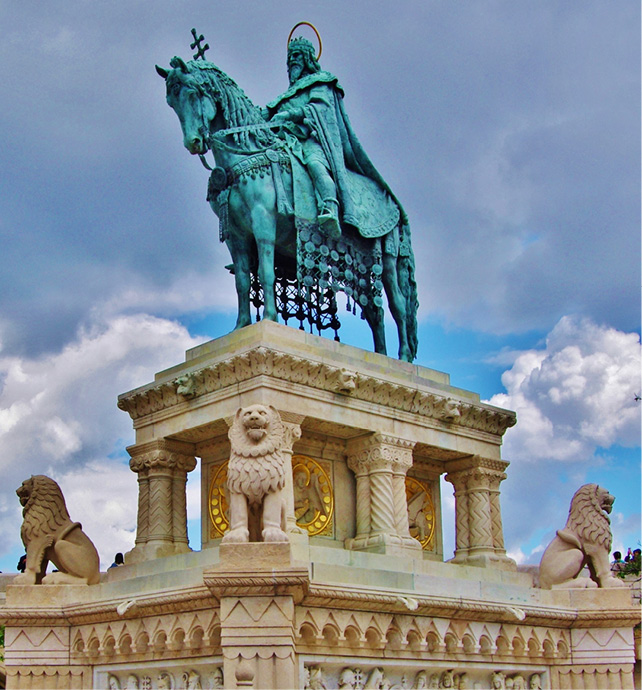 A statue of St Stephen on a horse