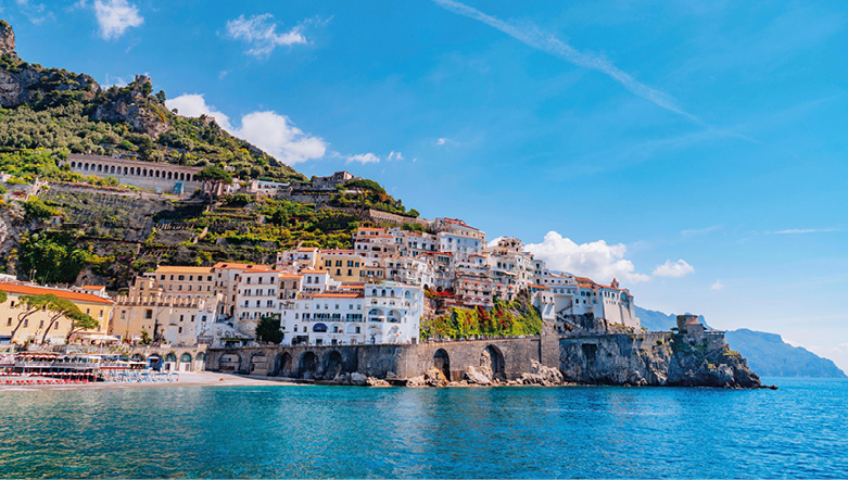 buildings on a coastal cliff side of the Amalfi coast