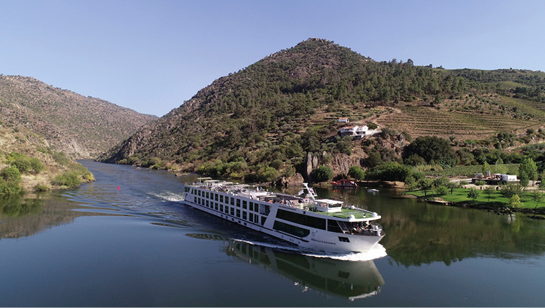luxury river cruise ship sailing down the douro river