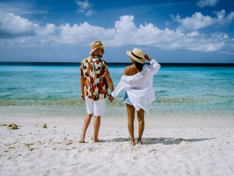 Couple on the beach in the Caribbean
