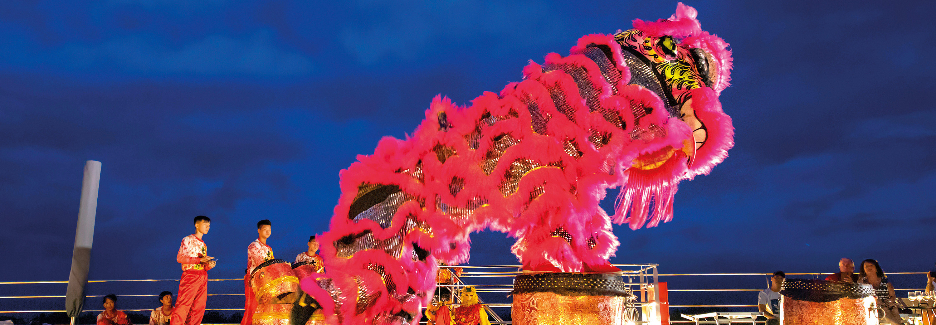 Lion Dance performance on board Emerald Harmony, Vietnam