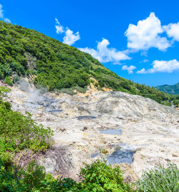 A view of the drive in volcano located in sulphur springs, Saint Lucia. 