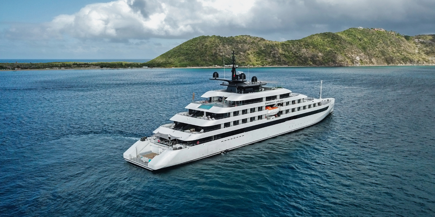 Emerald Cruises luxury yacht floating in the Caribbean