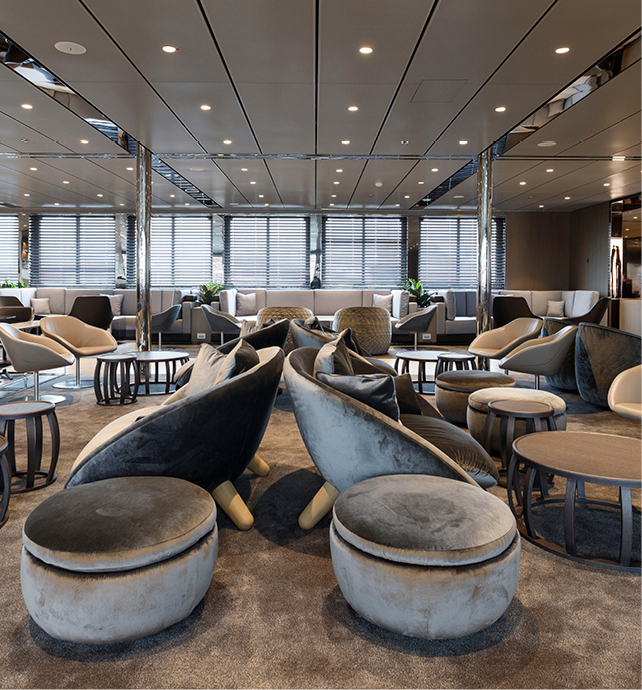 Lounge area on a luxury superyacht