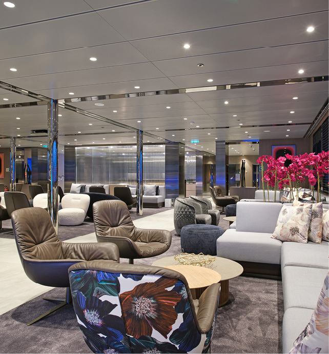 Lounge area on a luxury superyacht