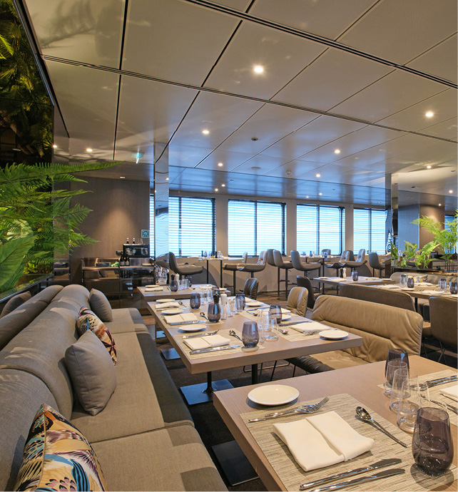 Dining area on a luxury superyacht