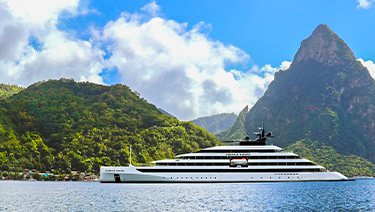 Emerald Cruises luxury yacht floating in the Caribbean