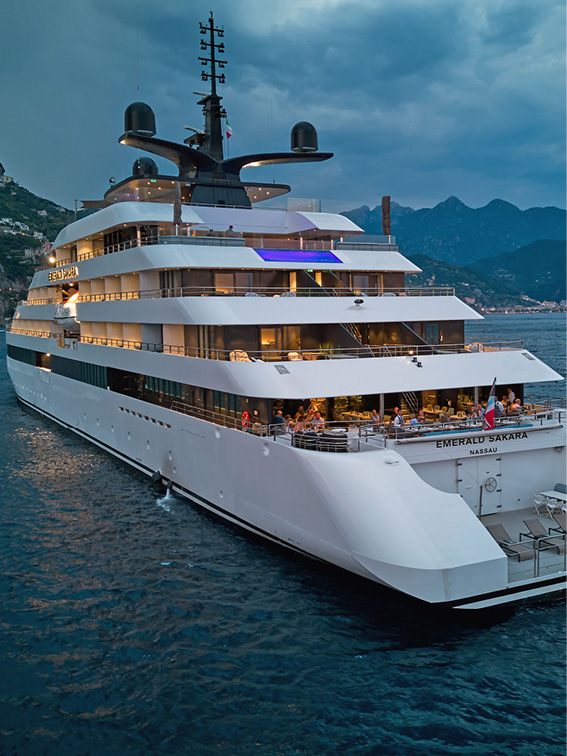Luxury yacht docked in the heart of Rovinj in Croatia
