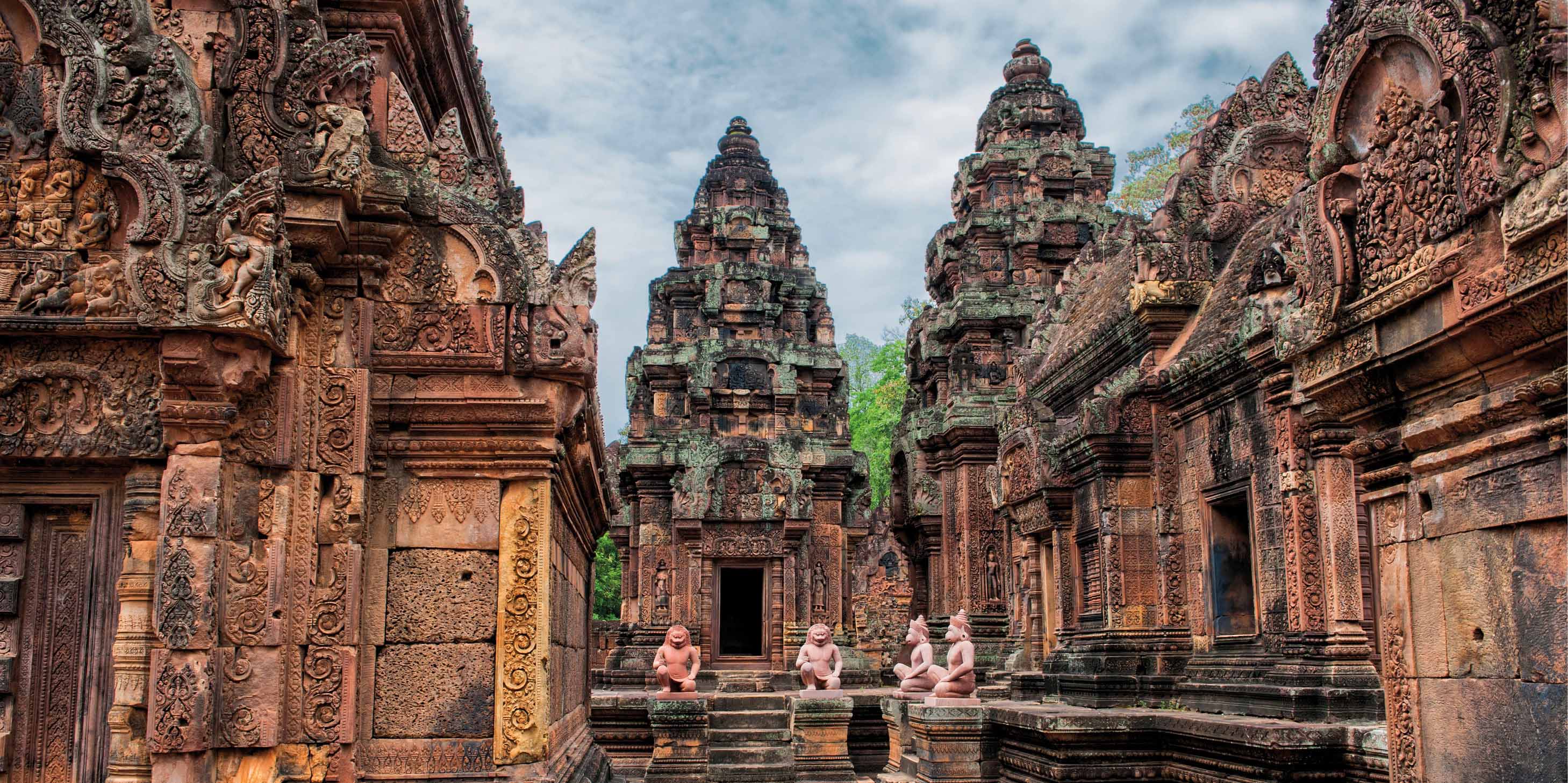 Weathered temples, statues, and monuments located in Siem Reap’s Angkor Wat temple district, Cambodia