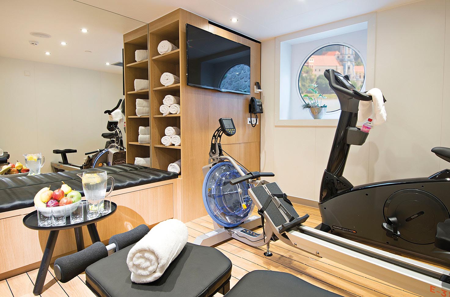 Gym on board a luxury river cruise for keeping up with fitness routines
