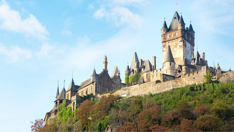 The fairy tale Cochem Castle overlooking the Moselle