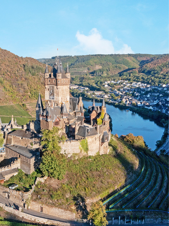 Cochem Imperial Castle, in Reichsburg on bank of the Moselle river 